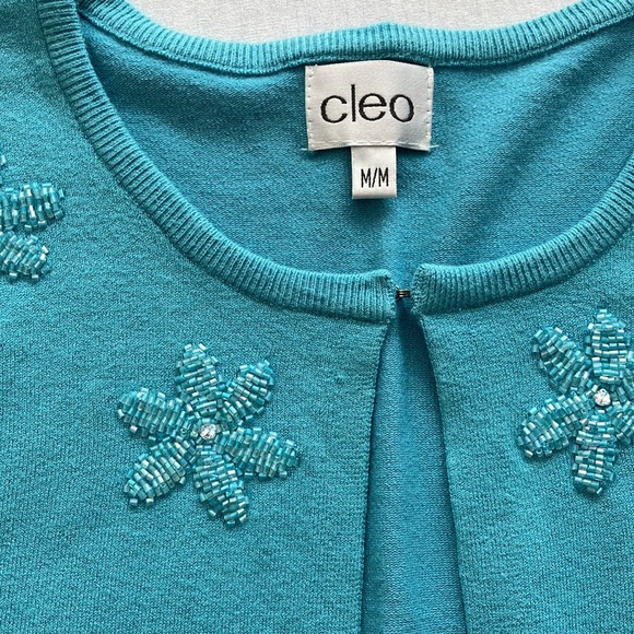 🍄Cleo blue 3/4 sleeve 90’s cardigan (M) - Picture 6 of 9